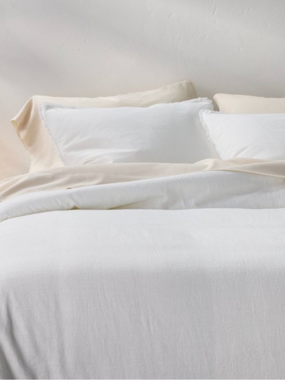 White Cotton Linen Duvet Cover Set - Neutral Bedding